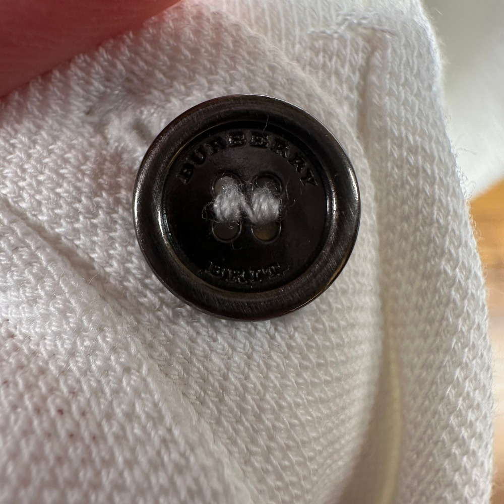 Burberry Brit Womens White Nova Check Cuff Polo Shirt Cotton Pique Size S P - Picture 9 of 10